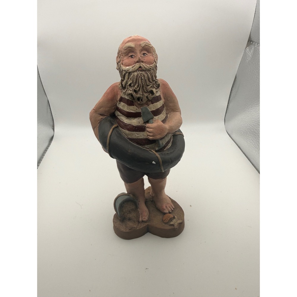 Sarahs Attic Beach Santa Figurine Vintage Striped Swimsuit Resin Decor